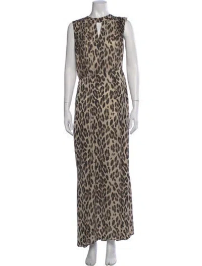 Pre-owned L'agence Animal Print Long Dress In Neutral