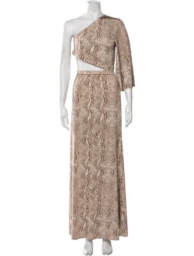 Pre-owned L'agence Animal Print Long Dress In Neutral