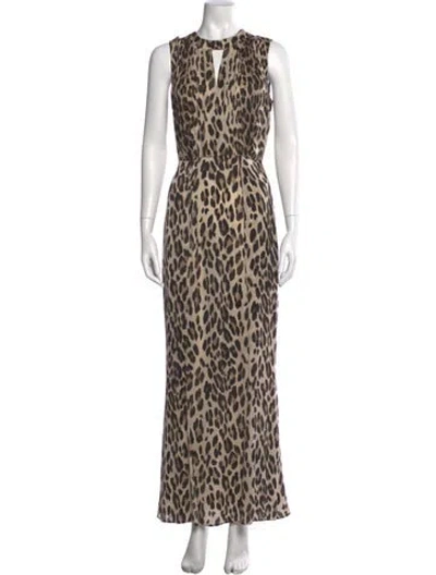 Pre-owned L'agence Animal Print Long Dress In Neutral