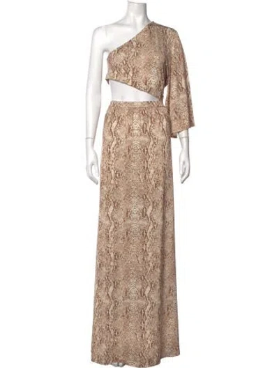 Pre-owned L'agence Animal Print Long Dress In Neutrals