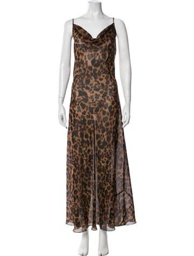 Pre-owned L'agence Animal Print Long Dress In Neutrals