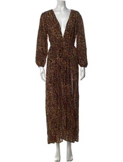 Pre-owned L'agence Animal Print Long Dress W/ Tags In Neutrals