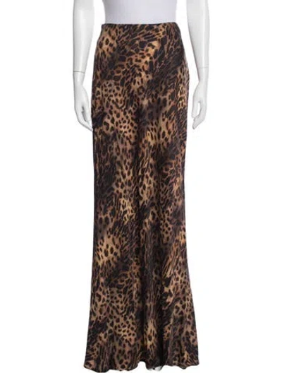 Pre-owned L'agence Animal Print Long Skirt In Blue
