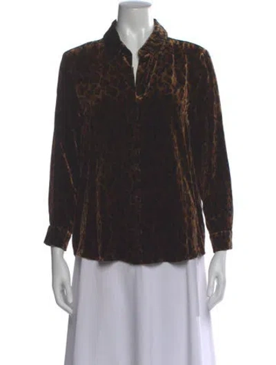 Pre-owned L'agence Animal Print Long Sleeve Blouse In Black