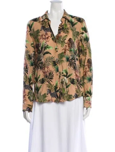 Pre-owned L'agence Animal Print Long Sleeve Blouse In Brown