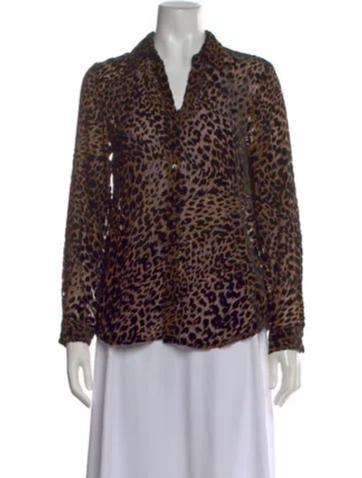 Pre-owned L'agence Animal Print Long Sleeve Blouse In Brown
