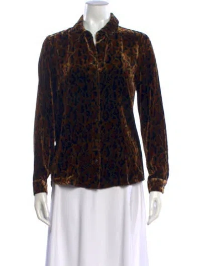 Pre-owned L'agence Animal Print Long Sleeve Blouse In Multi