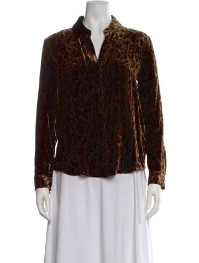 Pre-owned L'agence Animal Print Long Sleeve Blouse In Multi