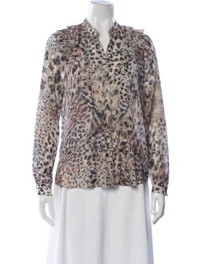 Pre-owned L'agence Animal Print Long Sleeve Blouse In Neutral