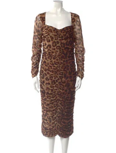 Pre-owned L'agence Animal Print Midi Length Dress W/ Tags In Multi