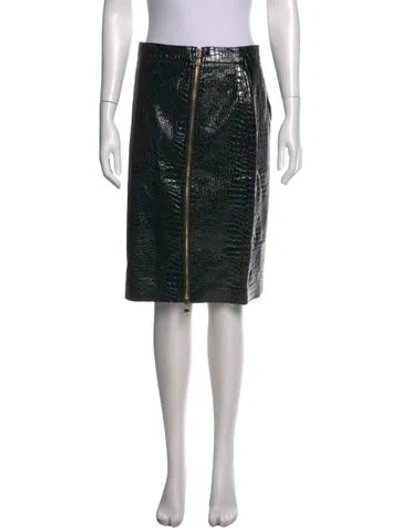Pre-owned L'agence Animal Print Midi Length Skirt In Black