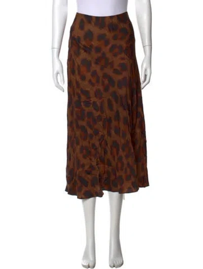 Pre-owned L'agence Animal Print Midi Length Skirt In Brown