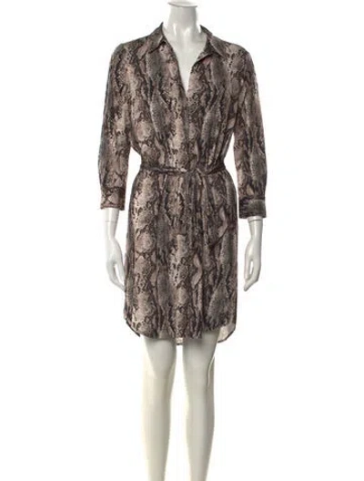 Pre-owned L'agence Animal Print Mini Dress In Brown