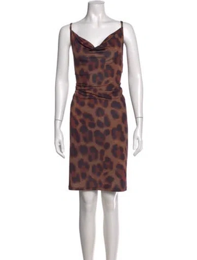 Pre-owned L'agence Animal Print Mini Dress In Brown