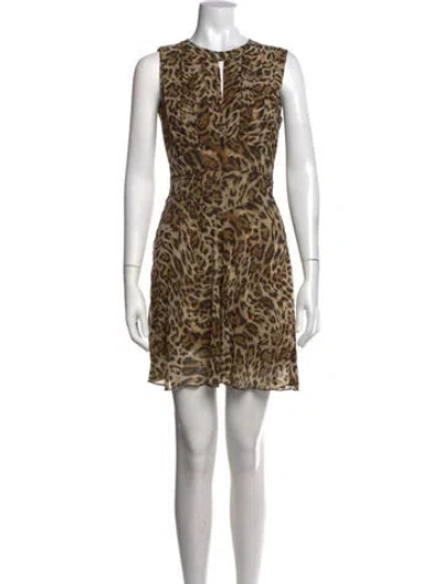 Pre-owned L'agence Animal Print Mini Dress In Brown