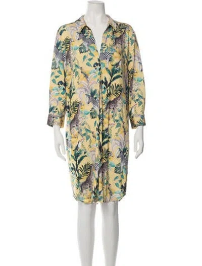 Pre-owned L'agence Animal Print Mini Dress In Yellow