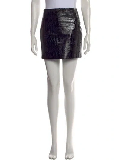 Pre-owned L'agence Animal Print Mini Skirt In Black