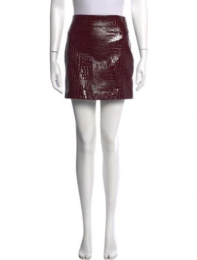 Pre-owned L'agence Animal Print Mini Skirt In Burgundy