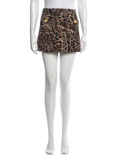 Pre-owned L'agence Animal Print Mini Skirt In Grey
