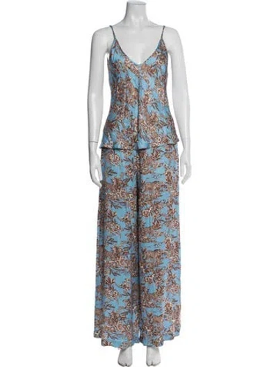 Pre-owned L'agence Animal Print Pant Set In Blue