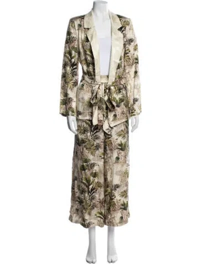 Pre-owned L'agence Animal Print Pant Set In Neutrals