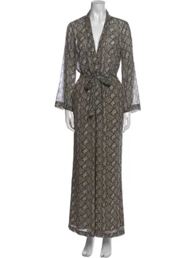 Pre-owned L'agence Animal Print Plunge Neckline Jumpsuit In Neutral