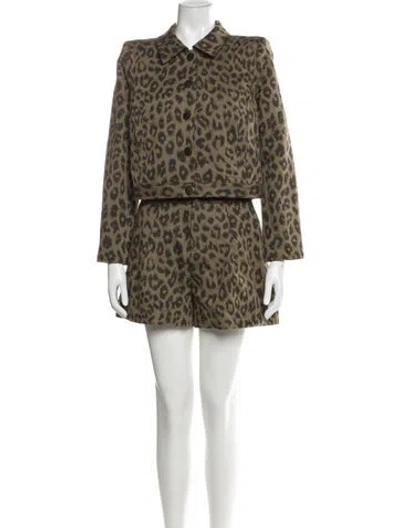 Pre-owned L'agence Animal Print Short Set In Gold