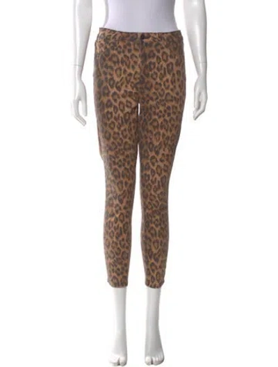 Pre-owned L'agence Animal Print Skinny Leg Pants In Brown