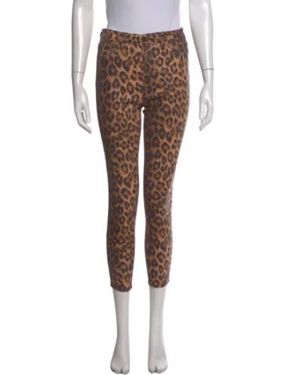 Pre-owned L'agence Animal Print Skinny Leg Pants In Brown