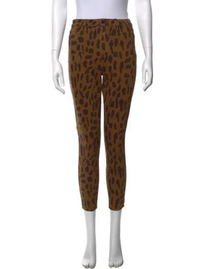 Pre-owned L'agence Animal Print Skinny Leg Pants In Brown