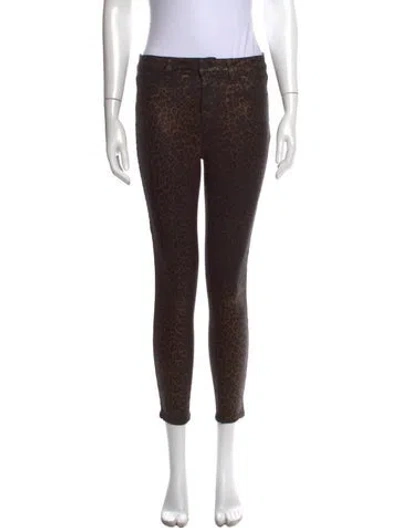 Pre-owned L'agence Animal Print Skinny Leg Pants In Brown