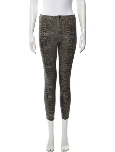 Pre-owned L'agence Animal Print Skinny Leg Pants In Gray