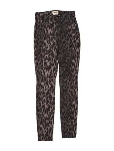 Pre-owned L'agence Animal Print Skinny Leg Pants In Grey