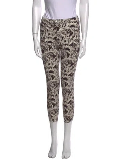 Pre-owned L'agence Animal Print Skinny Leg Pants In Neutral
