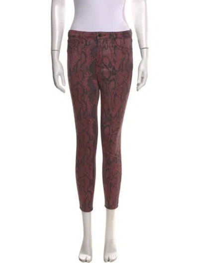 Pre-owned L'agence Animal Print Skinny Leg Pants In Pink