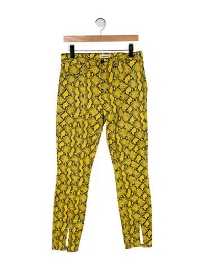Pre-owned L'agence Animal Print Skinny Leg Pants In Yellow