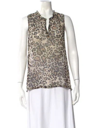 Pre-owned L'agence Animal Print Sleeveless Blouse In Neutral