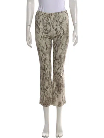Pre-owned L'agence Animal Print Straight Leg Pants In Neutral