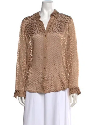 Pre-owned L'agence Animal Print V-neck Blouse In Brown