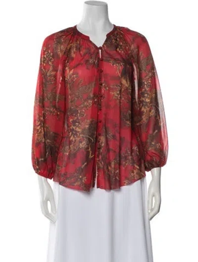 Pre-owned L'agence Animal Print V-neck Blouse In Multi