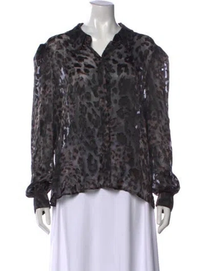 Pre-owned L'agence Animal Print V-neck Blouse In Multi