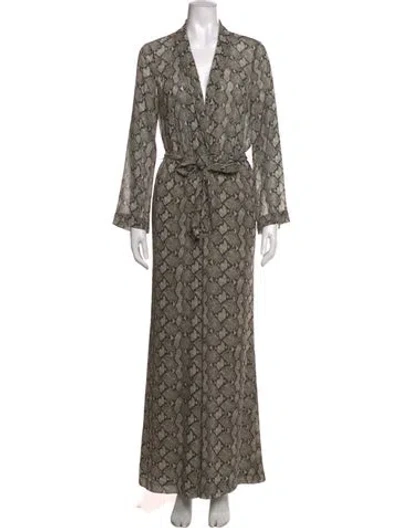 Pre-owned L'agence Animal Print V-neck Jumpsuit In Neutrals