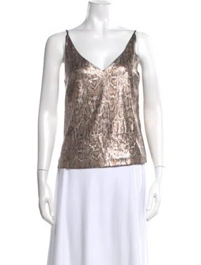 Pre-owned L'agence Animal Print V-neck Top In Brown