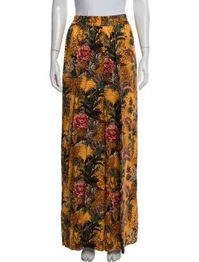 Pre-owned L'agence Animal Print Wide Leg Pants In Orange