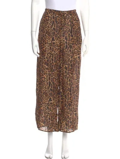 Pre-owned L'agence Animal Print Wide Leg Pants W/ Tags In Neutral