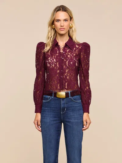 L'agence Anita Lace Blouse In Deep Sangria