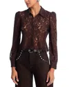 L'agence Anita Lace Button Up Blouse In Brown