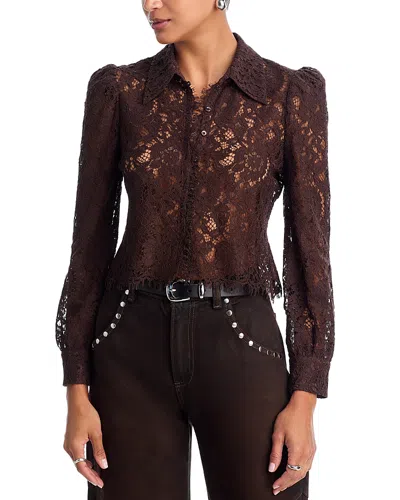L'agence Anita Lace Button Up Blouse In Brown