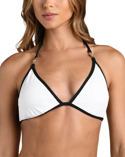 L'agence Annabelle Fine Line Triangle Bikini Top In White