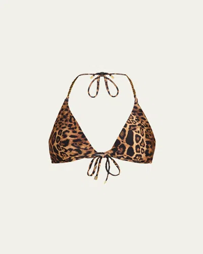 L'agence Annabelle Leopard Bikini Top In Brown